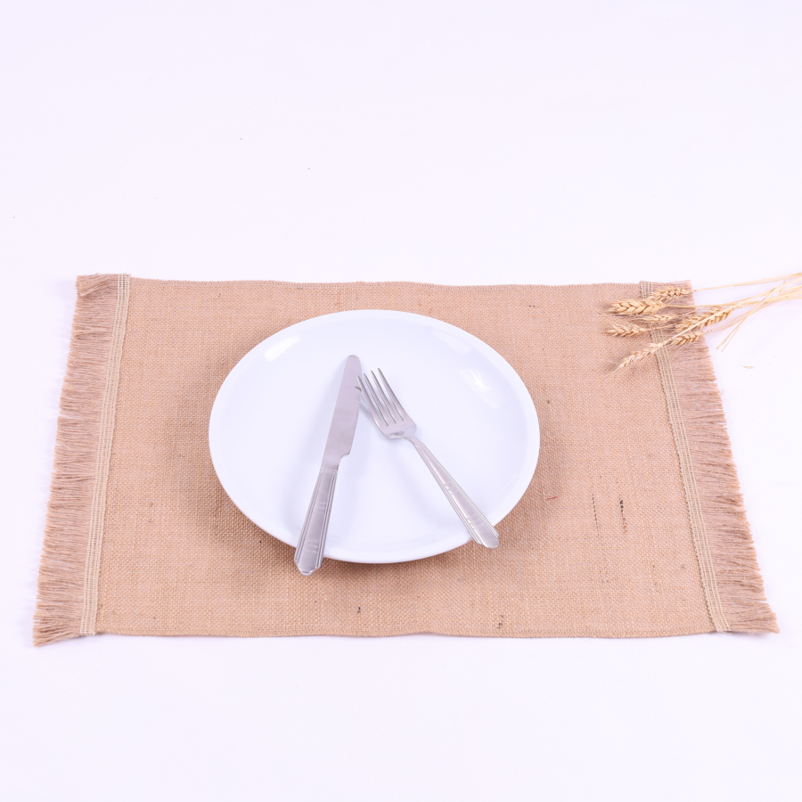 Tassel fringe edged jute place setting, 35x45 cm / 6 pcs - 3