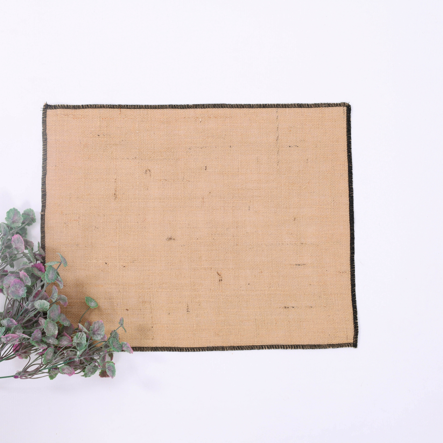 Jute placemat with black overlock edge, 35x45 cm / 6 pcs - 3