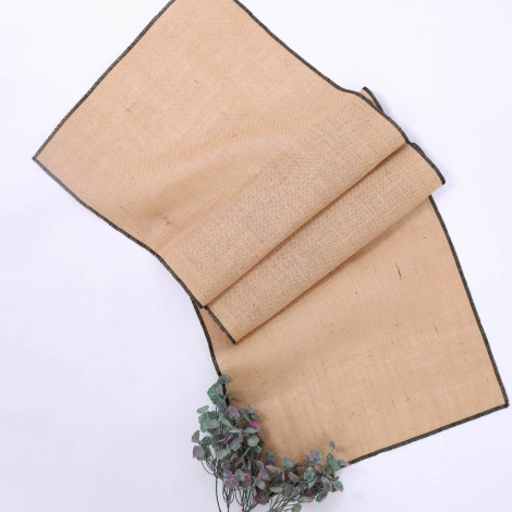 Jute runner with black overlock edge, 45x300 cm - Bimotif (1)