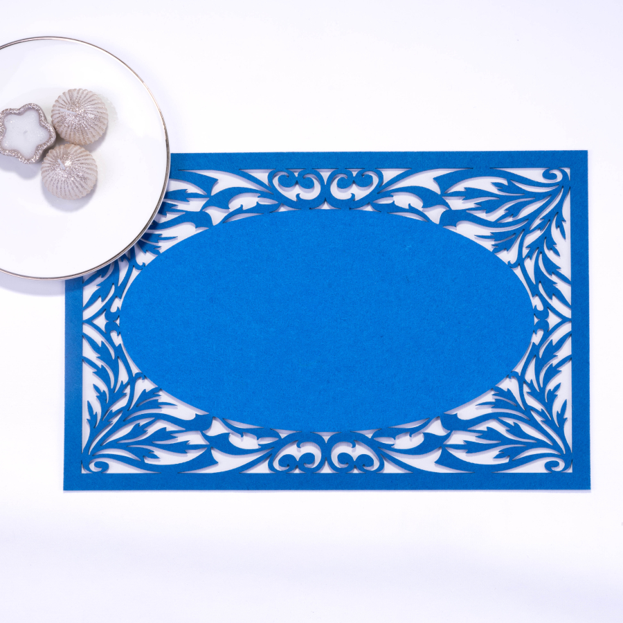 Blue felt placemat, branch - 29x45 cm / 1 piece - 1