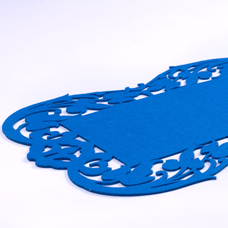 Blue felt Placemat, flower - 27x44 cm / 1 piece - 2