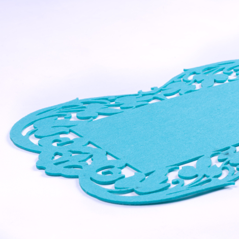 Baby blue felt placemat, flower - 27x44 cm / 1 piece - 2