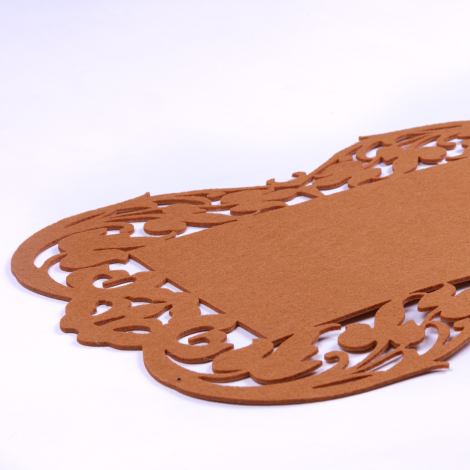 Cinnamon color felt placemat, flower - 27x44 cm / 1 piece - 2