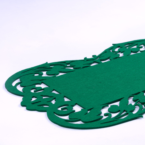 Dark green felt placemat, flower - 27x44 cm / 1 piece - 2