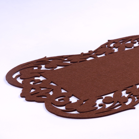 Brown felt placemat, flower - 27x44 cm / 1 piece - 2