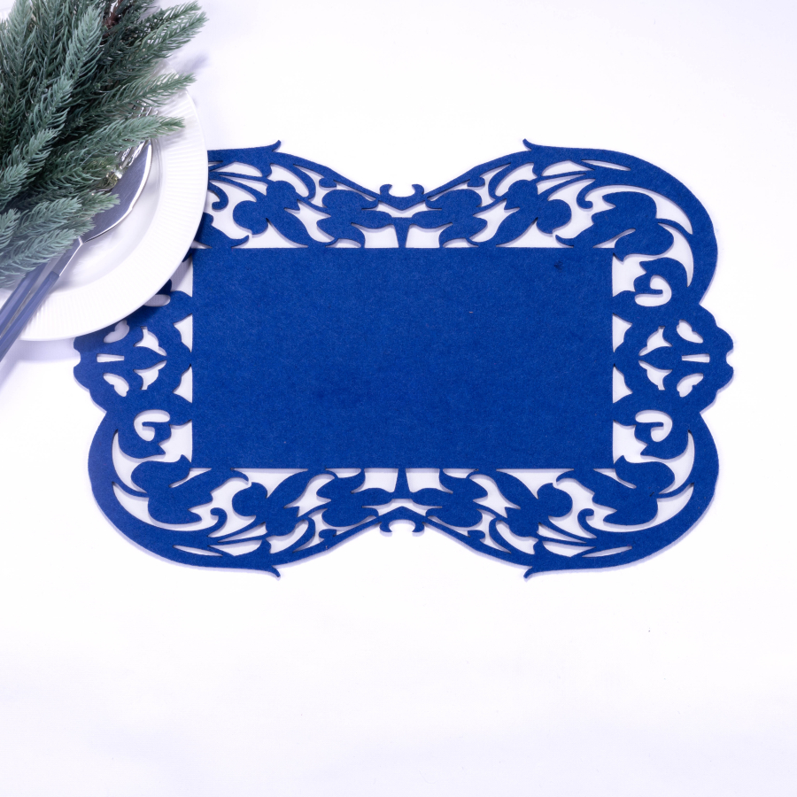 Navy blue felt Placemat, flower - 27x44 cm / 1 piece - 1