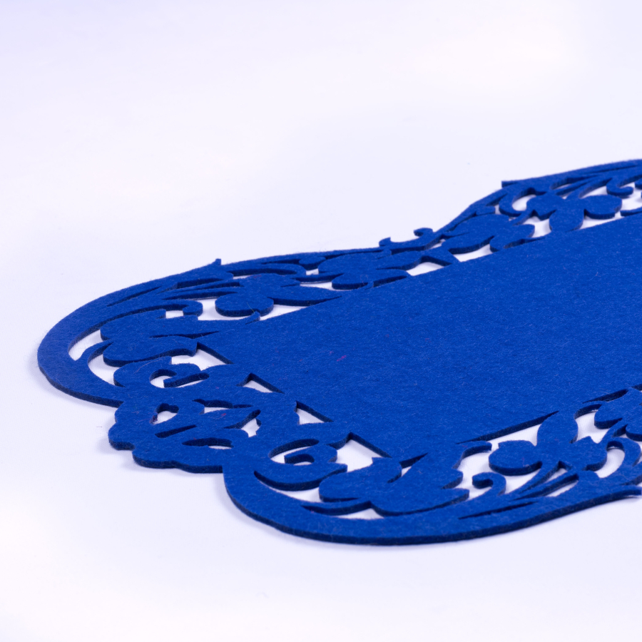 Navy blue felt Placemat, flower - 27x44 cm / 1 piece - 2