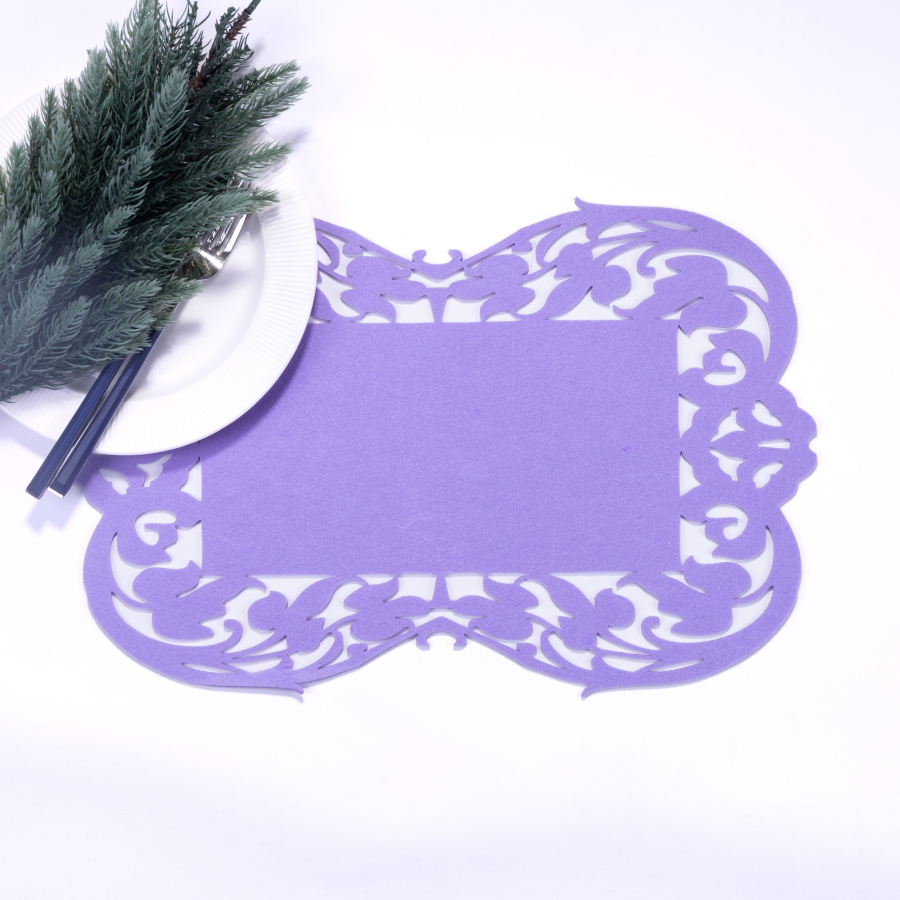 Lilac felt Placemat, flower - 27x44 cm / 1 piece - 1