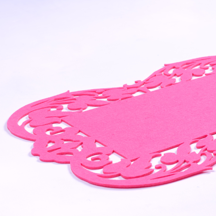 Pink felt placemat, flower - 27x44 cm / 1 piece - 2