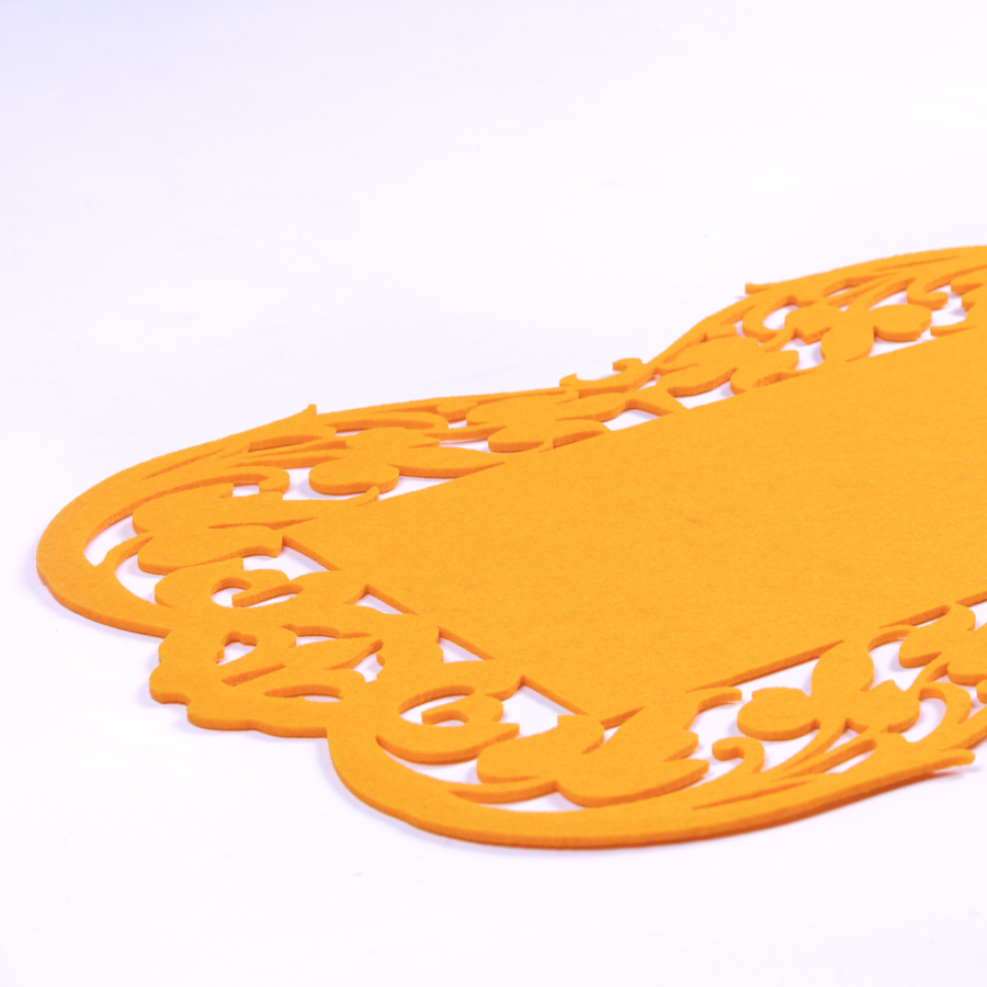 Orange felt placemat, flower - 27x44 cm / 1 piece - 2