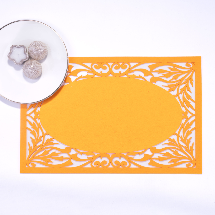 Orange felt placemat, branch - 29x45 cm / 1 piece - 1