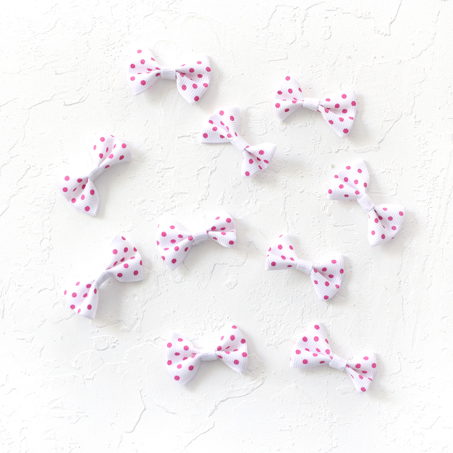 Bow, polka dot / 10 pcs (White) - 1