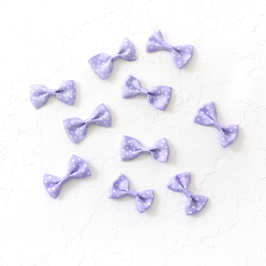 Bow, polka dot / 10 pcs (Lilac) - 1