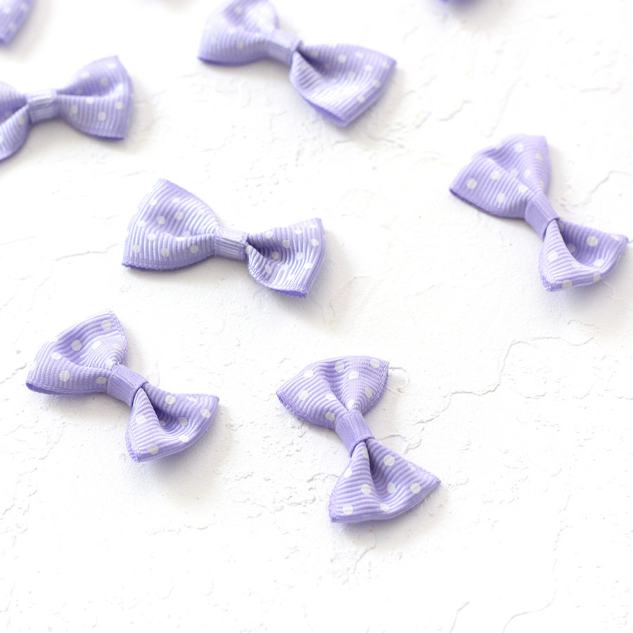 Bow, polka dot / 10 pcs (Lilac) - 2