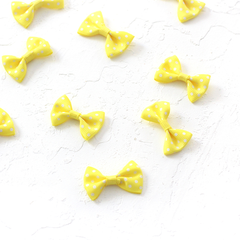 Bow, polka dot / 10 pcs (Yellow) - 2