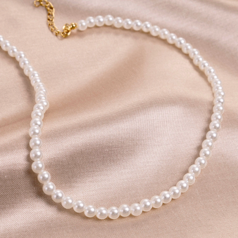 Shiny pearl necklace (adjustable and plated) - 3