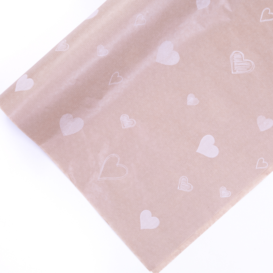 Wrapping paper, heart, 70x100 cm / 5 pcs (Kraft) - 3