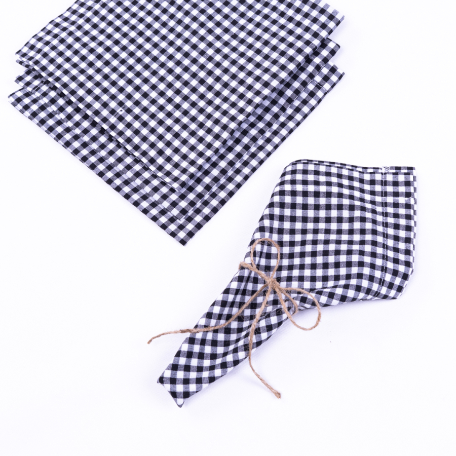 Gingham picnic napkin, black / 40x40 - 1