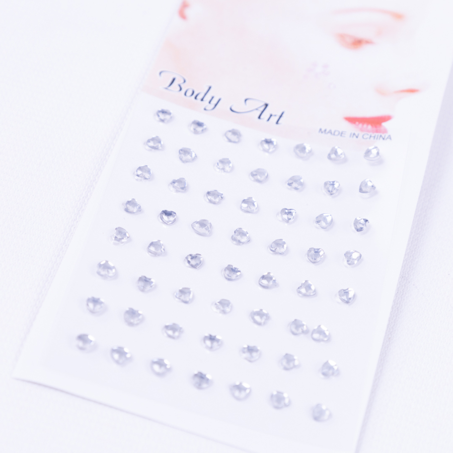 Vintage heart pattern crystal face and body sticker / adhesive make-up sticker, 1 mm / 224 pcs - 1