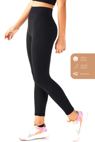 Black High Waist Knitted Leggings / S Size - Bimotif