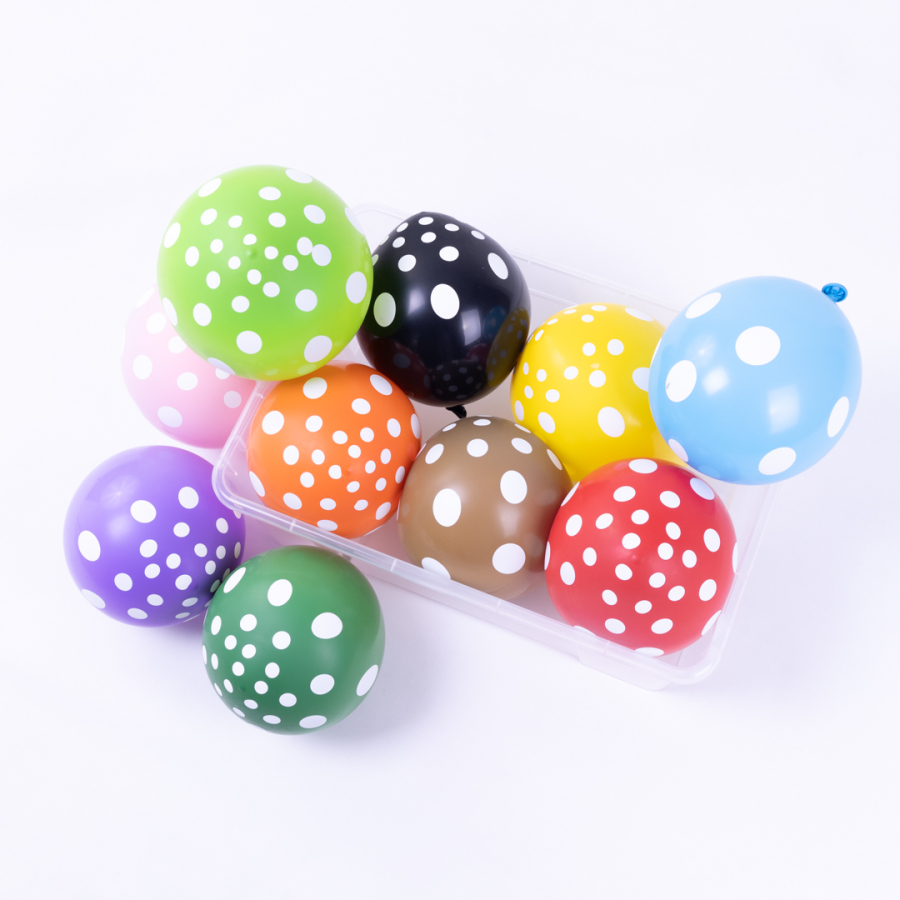 All-round Printed 5 Balloons, Mixed Polka Dots / 5 pcs - 1