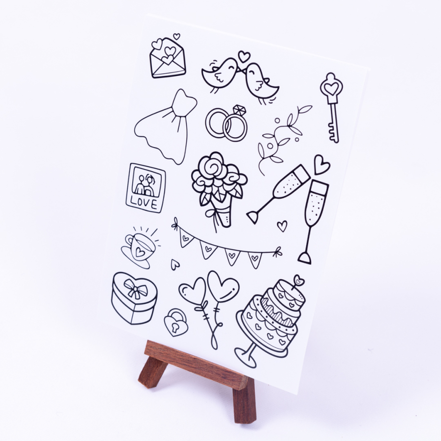 Wedding doddle sticker set, A5 / 2 sheets - 1