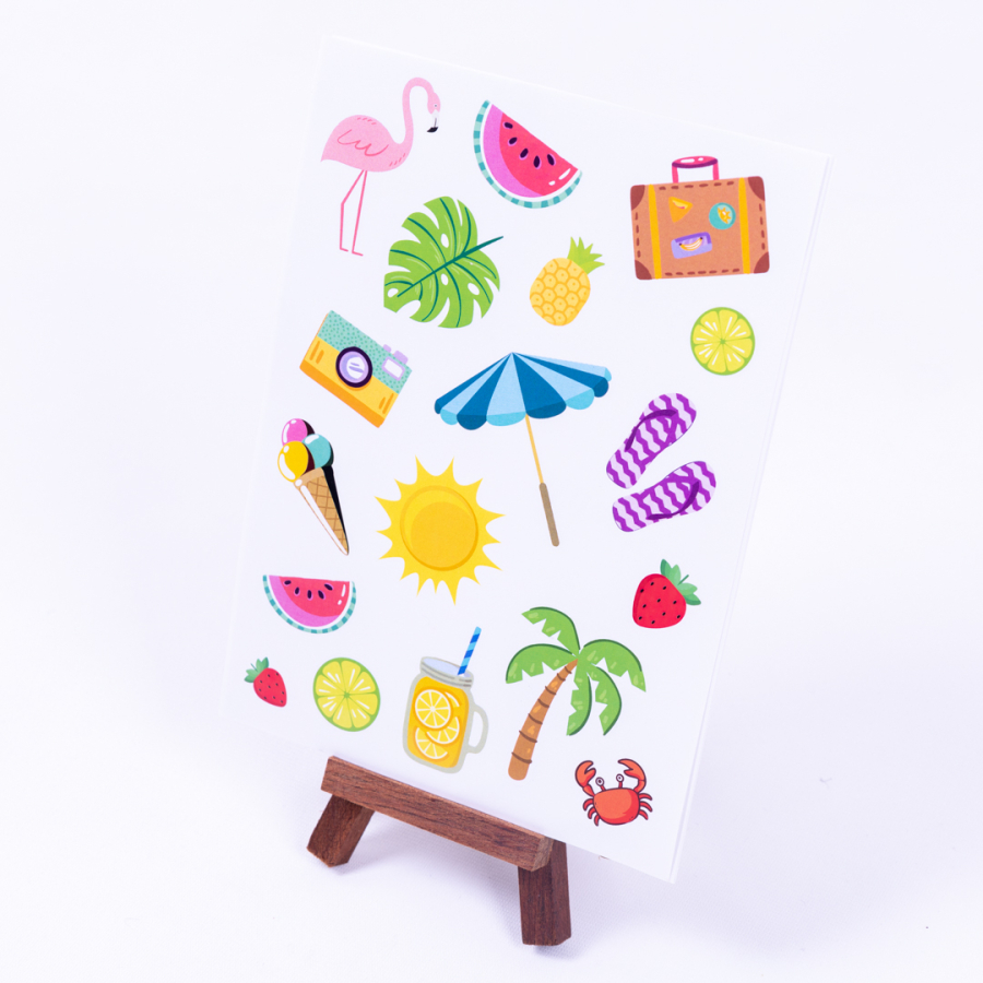 Colorful summer doddle sticker set, A5 / 10 pages - 1