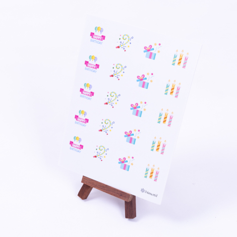 Happy Birthday, birthday sticker set, A5 / 10 pages - Bimotif