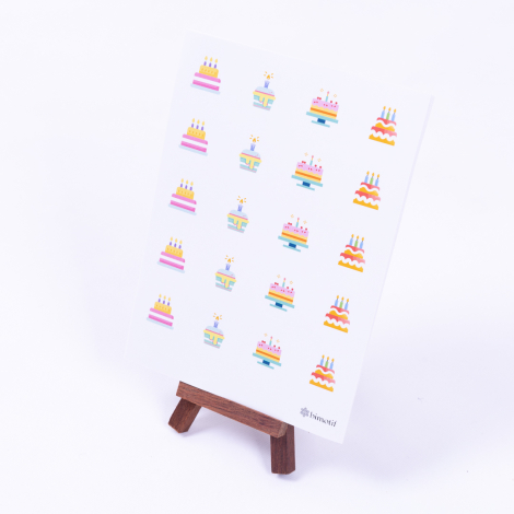 Birthday cake sticker set, A5 / 10 pages - Bimotif