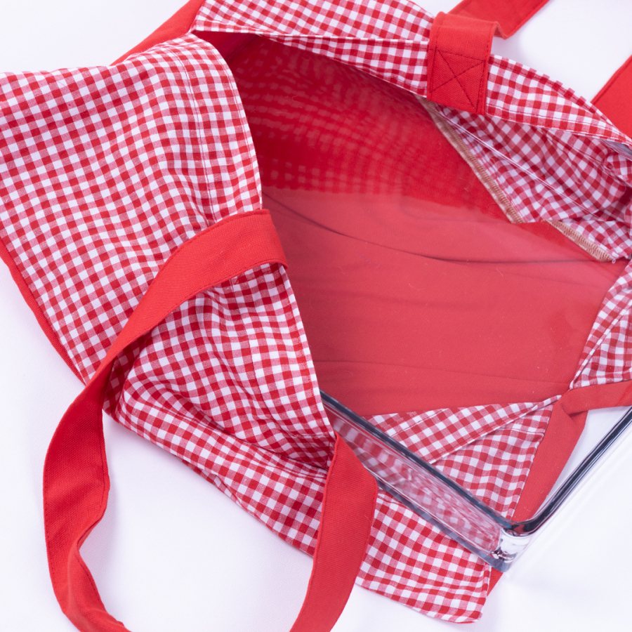 Red gingham baking dish cover in water and stain resistant Duck fabric / 27x40 cm - 2