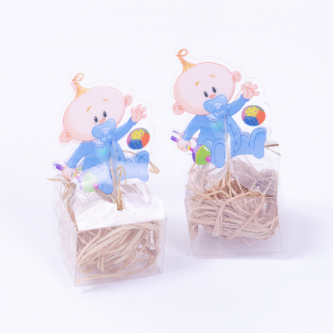 Transparent boxed gift baby boy figure / 10 pcs - Bimotif (1)