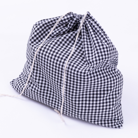 Zephyr fabric checked lined bread bag, 40x40 cm, black - Bimotif