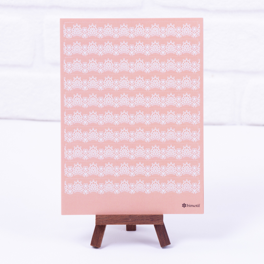 Peach Color sticker set with lace motif, A5 / 2 sheets - 1