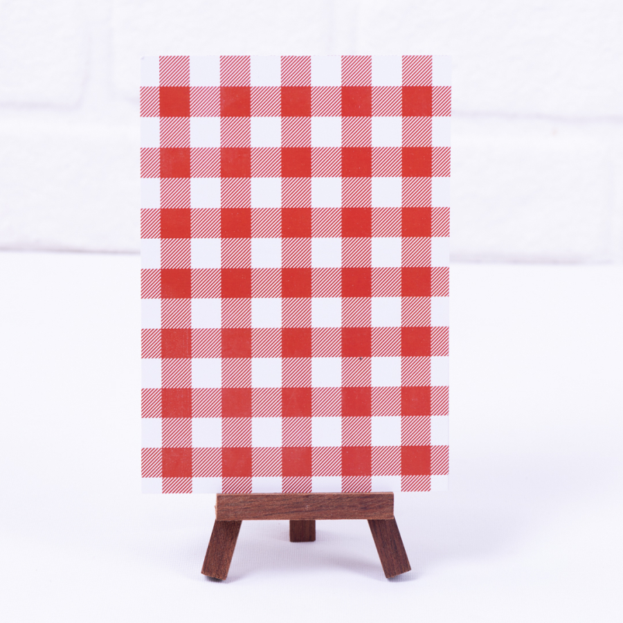 Note card with red check pattern, 12 x 17 cm / 50 pcs - 1