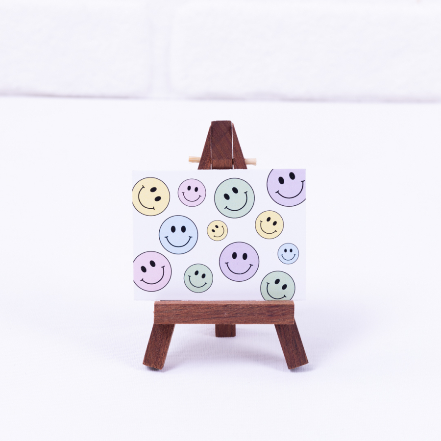 Mini note and greeting card with Colorful Smiley pattern, 6.5 x 8.5 cm / 3 pcs - 1