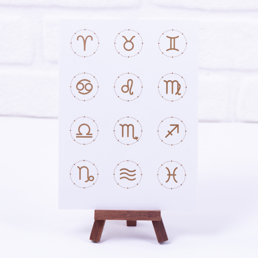 Zodiac signs brown sticker set, A5 / 2 sheets - 1