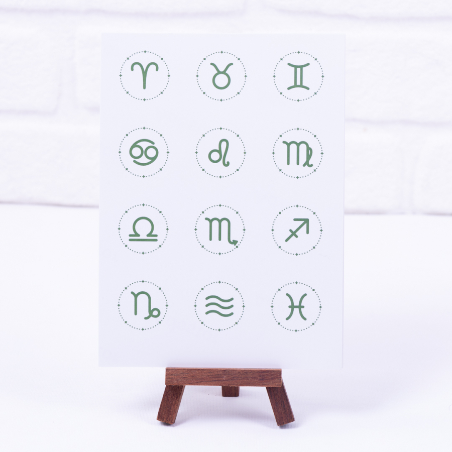 Zodiac signs green sticker set, A5 / 2 sheets - 1