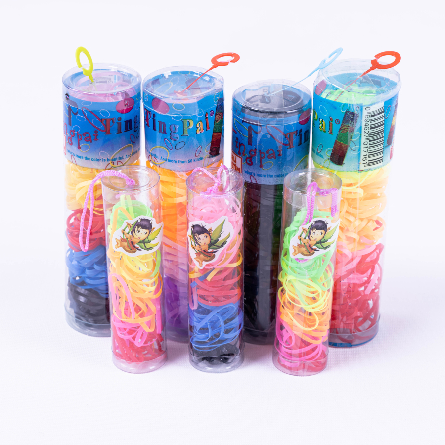 Coloured hair elastics, Set of 1375 / 3 pcs - 1