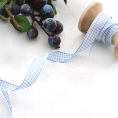 Blue gingham ribbon, 1 cm / 5 metres - 1