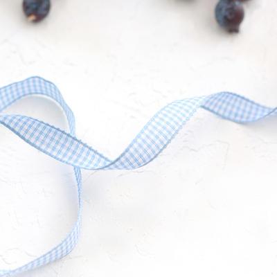 Blue gingham ribbon, 1 cm / 5 metres - 2