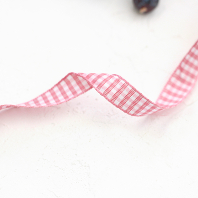 Pink gingham ribbon, 1 cm / 5 metres - 2