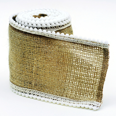 Jute ribbon, 2 metres / with pompom - 1