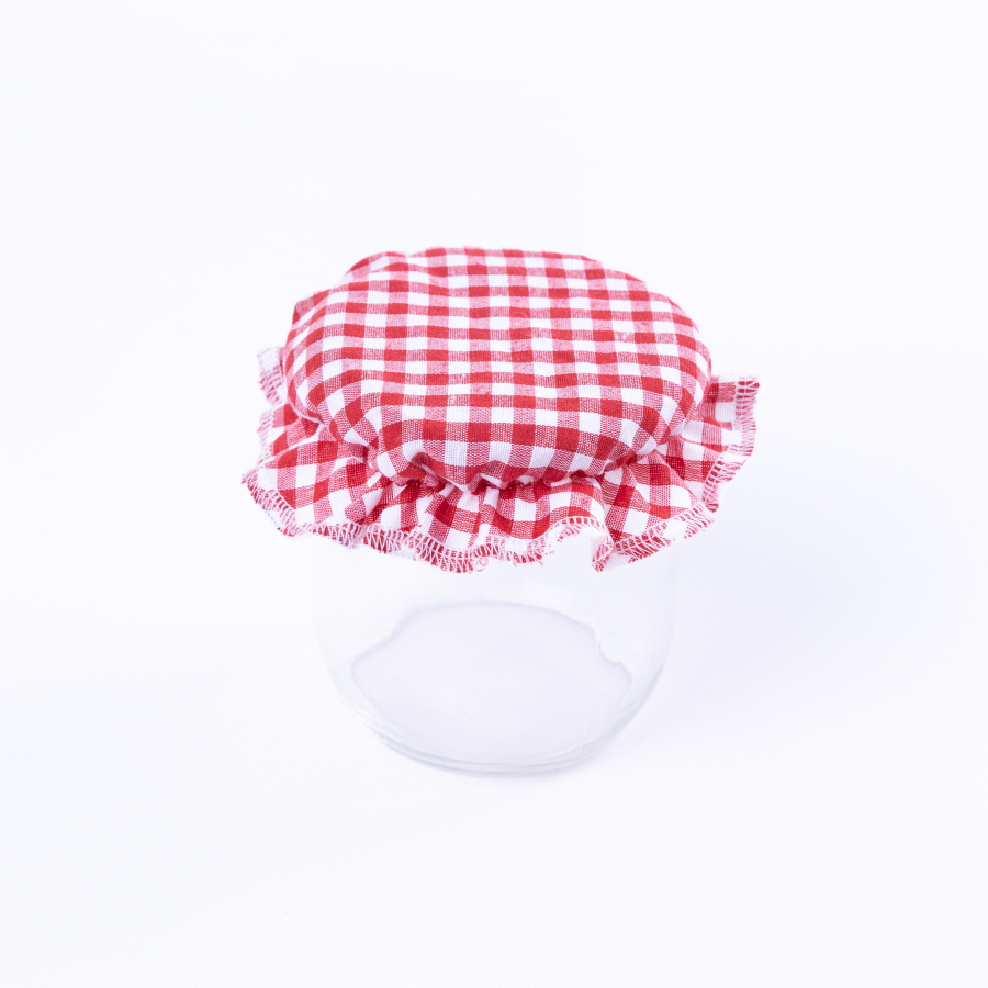 Jam Jar Fabric Covers, small square red / 6 pcs - 1