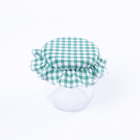 Jam Jar Fabric Covers, small checkered mint / 6 pcs - Bimotif