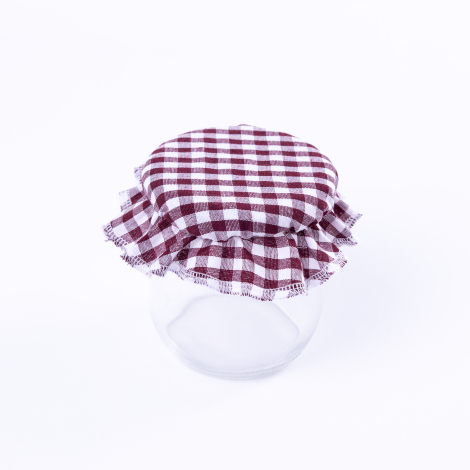 Jam Jar Fabric Covers, small checkered Damson color / 6 pcs - Bimotif