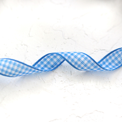 Night Blue gingham ribbon, 1 cm / 5 metres - 2