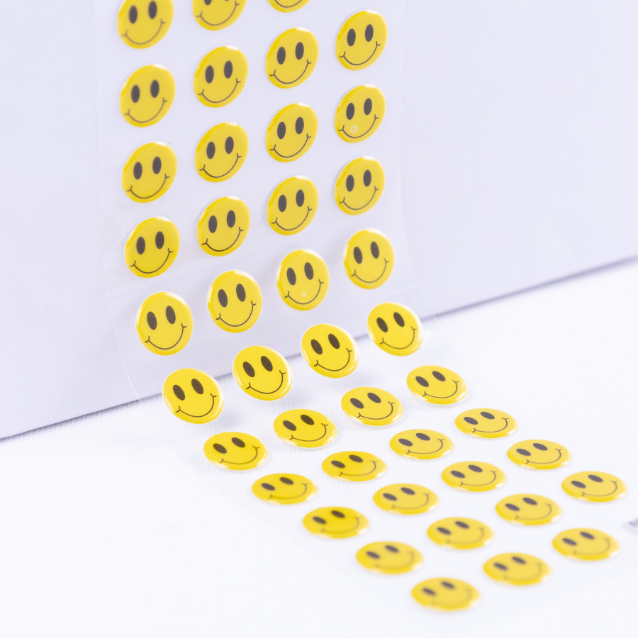 Embossed yellow Smiley adhesive sticker / 5 sheets - 1