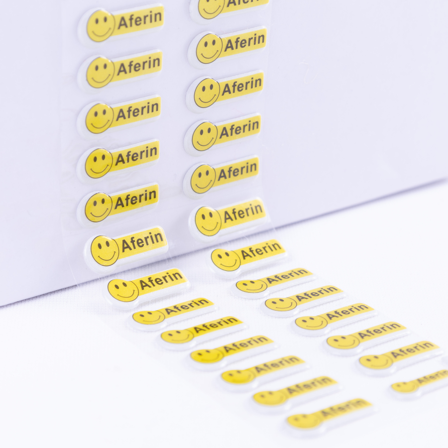 Embossed yellow Well Done adhesive sticker / 5 sheets - 1