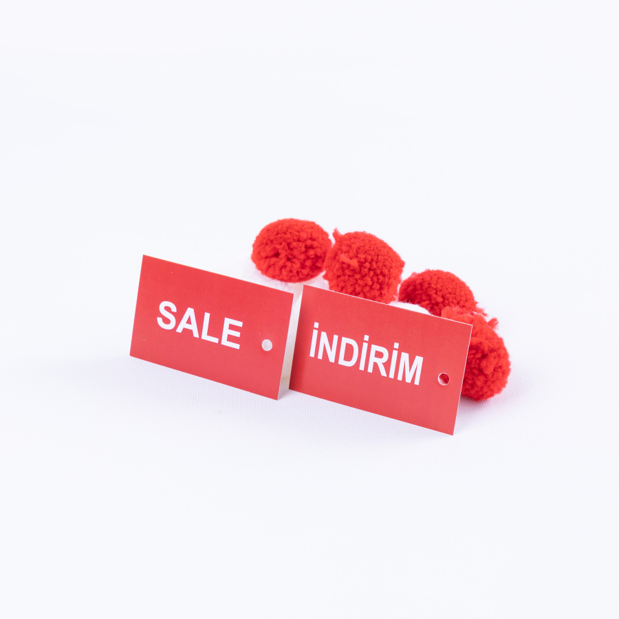 Discount, Sale themed, 2 pcs perforated, red card set, 4 x 6 cm / 10 pcs - 1