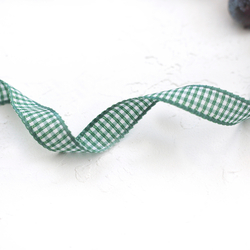 Green gingham ribbon, 1 cm / 5 metres - 2